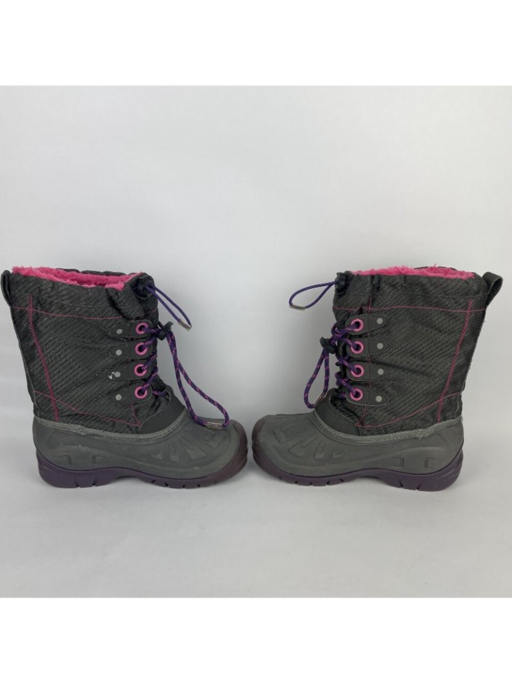 Kodiak Glo Girls Snow Boots Gray Pink Purple – Waterproof & Insulated Sz 4 - Picture 7 of 7